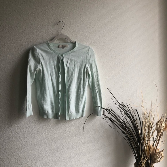 Loft xsmall light sage green aqua cardigan - Picture 1 of 7